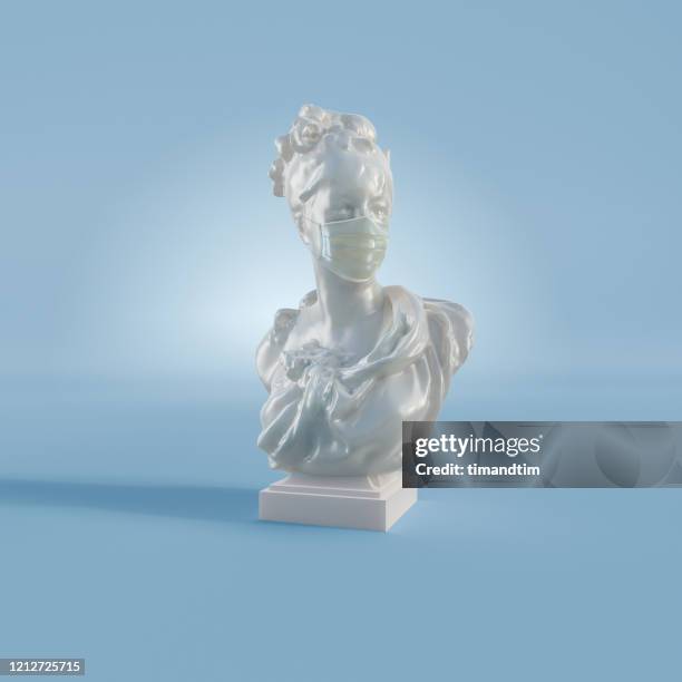 old statue of a woman wearing a mask - head sculpture stock pictures, royalty-free photos & images