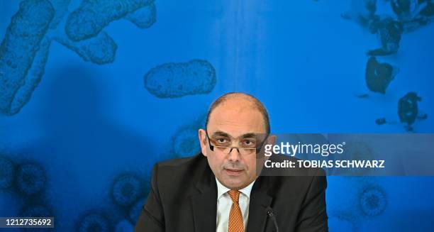 Lars Schaade, vice-president of the Robert Koch Institute for public health , gives a news conference in Berlin on May 12 to comment on the actual...