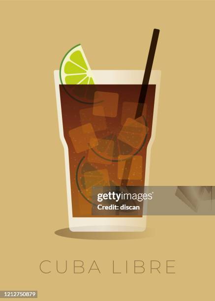 ilustraciones, imágenes clip art, dibujos animados e iconos de stock de cóctel cuba libre aislado sobre fondo beige. ilustración de stock - planta de vaso