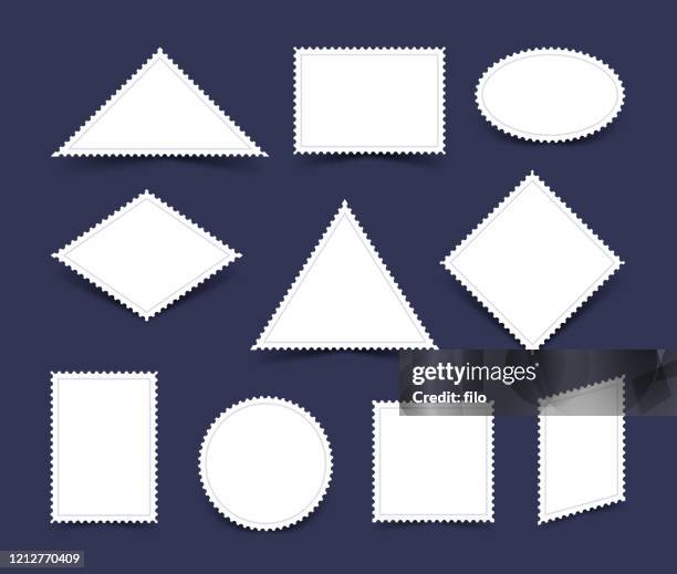 postage stamp shapes - trapezoid stock illustrations