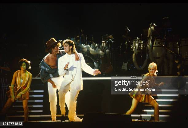 George Michael, Andrew Ridgeley, Shirlie Holliman, Helen DeMacque, Wham! 23–24 December 1984, Wembley Arena.