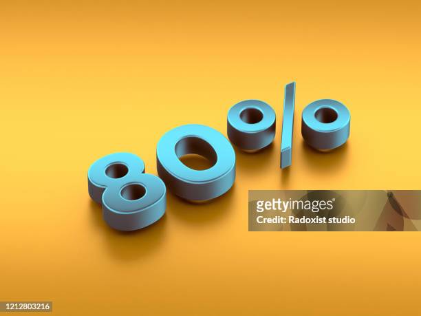 80% percentage number on orange background 3d - 80 percent stock pictures, royalty-free photos & images