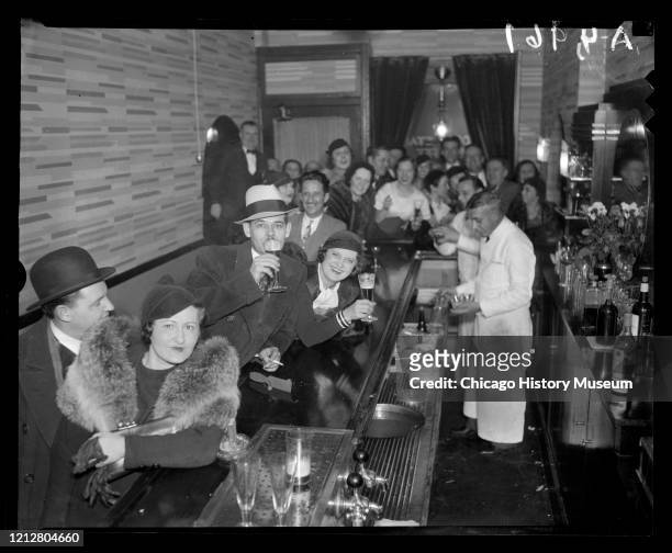 People celebrating the repeal of Prohibition, Chicago, Illinois, circa 1934.