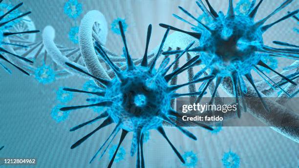 3d-viruszellen greifen einen dna-strang an - salmonellen stock-fotos und bilder