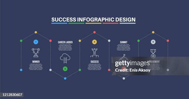 infographic design template with success keywords and icons - peak performance stock illustrations