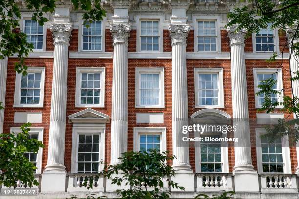 Property stands in Grosvenor Square in the Mayfair district of London, U.K., on Tuesday, May 12, 2020. The pandemic has crushed hopes of a recovery...