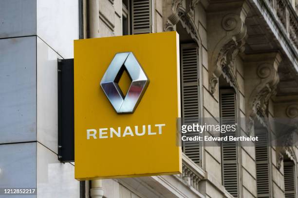 General view of the closed L'Atelier Renault store, at Avenue des Champs Elysees, in the 8th quarter of Paris, as the city imposes emergency measures...