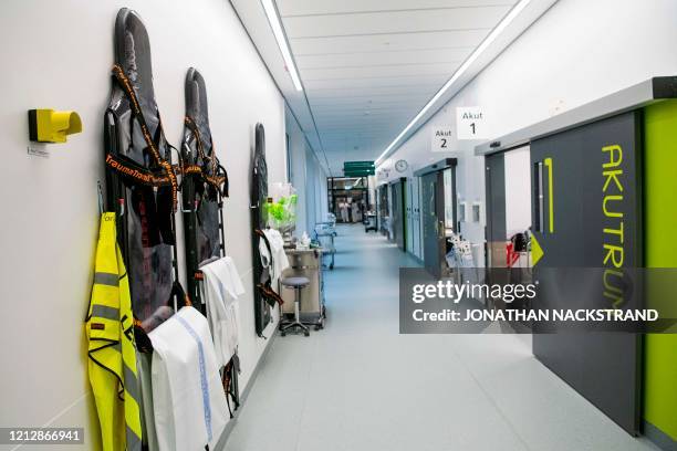 Picture taken on May 13, 2020 shows the Intensive Care Unit at Danderyd Hospital near Stockholm during the coronavirus COVID-19 pandemic.