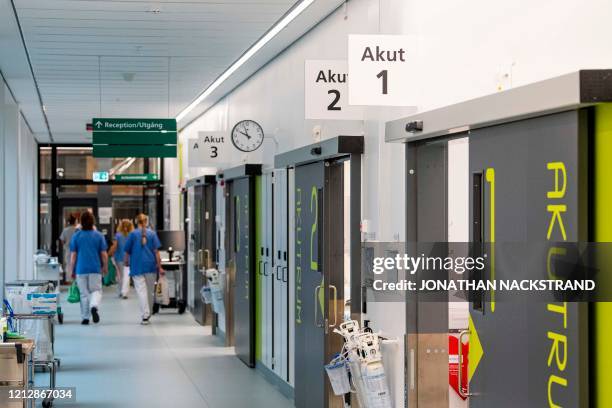 Picture taken on May 13, 2020 shows the Intensive Care Unit at Danderyd Hospital near Stockholm during the coronavirus COVID-19 pandemic.