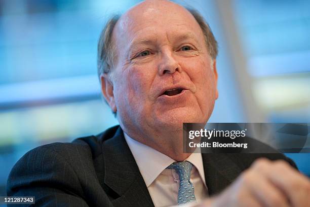 Charles Plosser, president and chief executive officer of the Federal Reserve Bank of Philadelphia, speaks during an interview in New York, U.S., on...