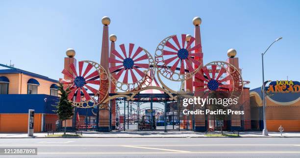 Empty closed amusement Luna Park at Coney Island Brooklyn during COVID-19 pandemic.