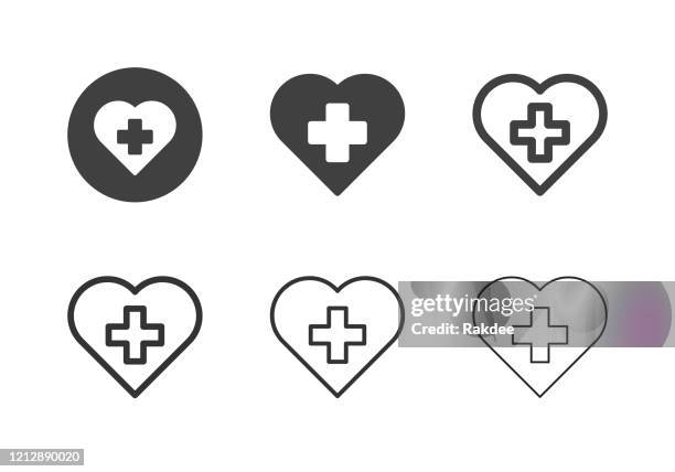 first aid heart icons - multi series - good posture stock illustrations