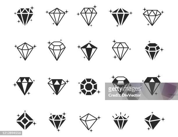 illustrazioni stock, clip art, cartoni animati e icone di tendenza di set di icone vettoriali diamante - brillante