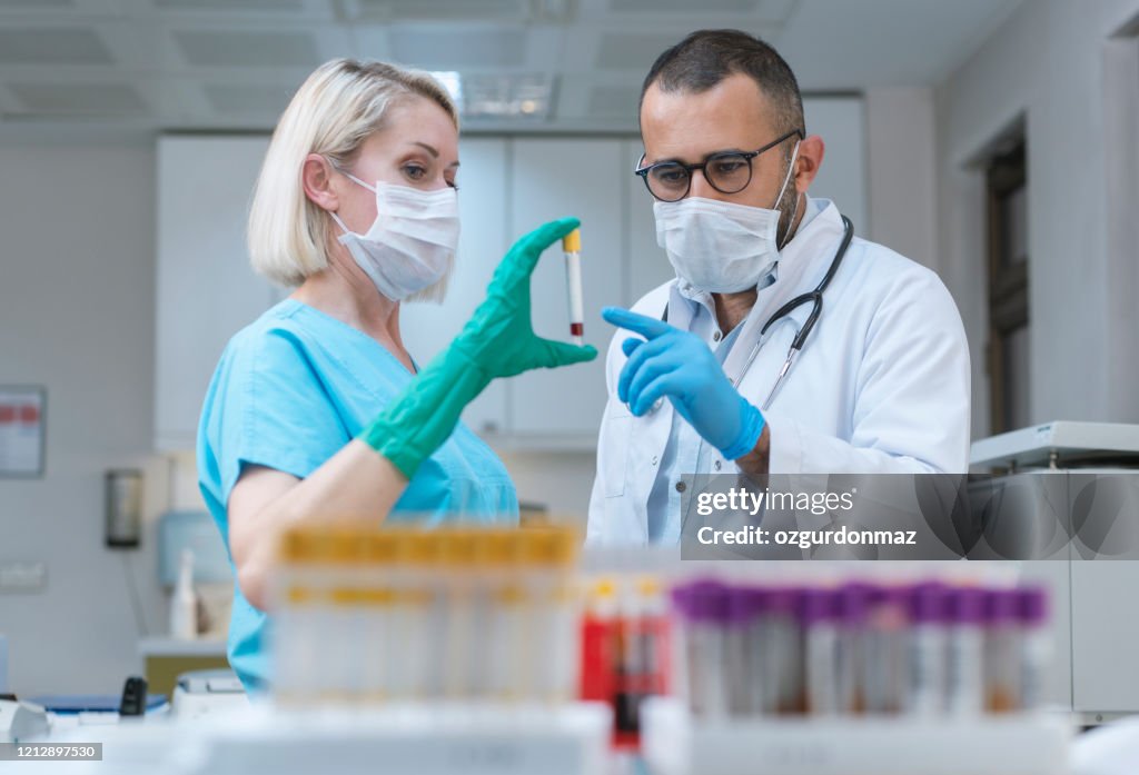 Covit-19 Concept, Laboratory technicians making blood tests in hospital