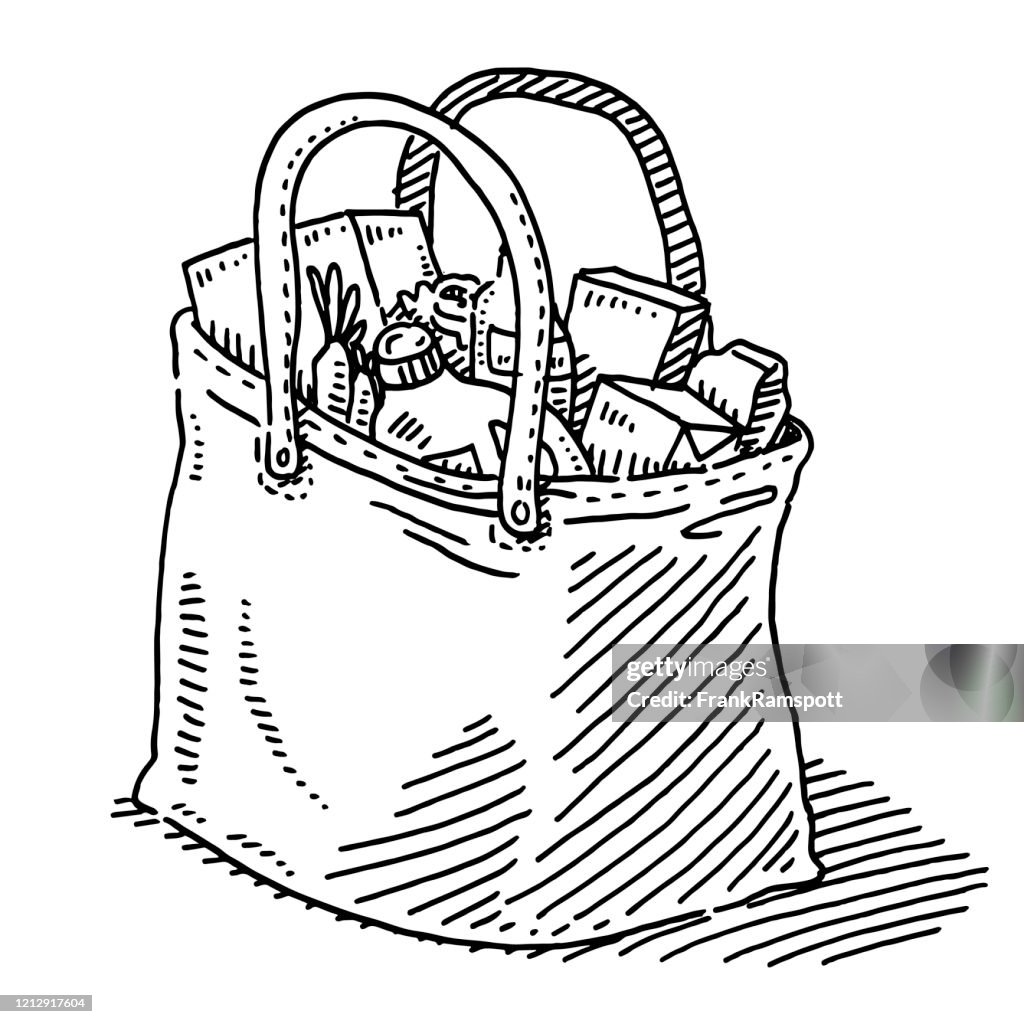 Shopping Bag Grocery Store Drawing High-Res Vector Graphic Getty