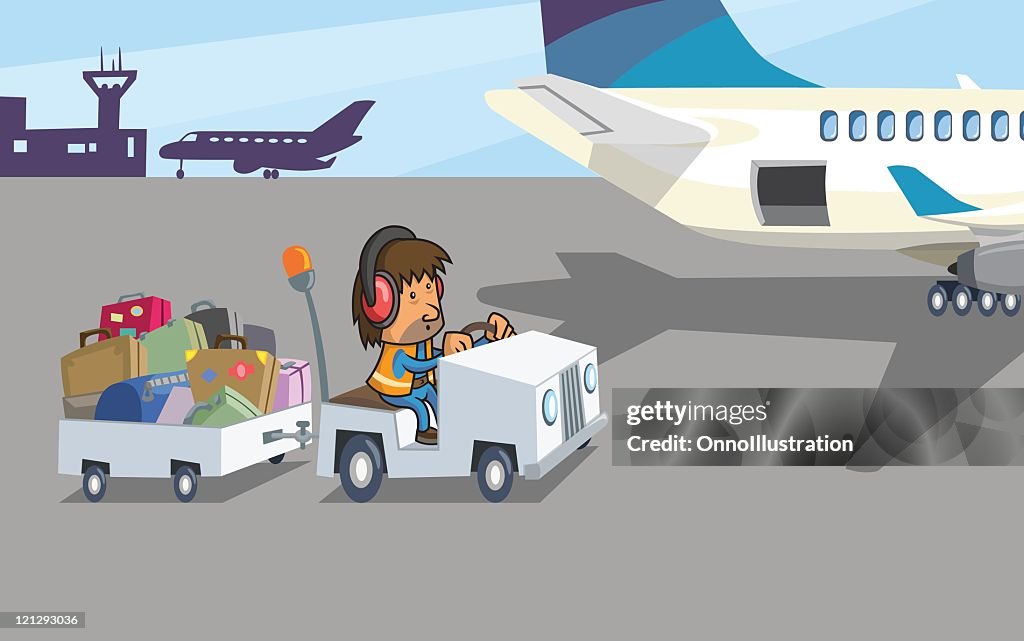 Baggage Handler At Work