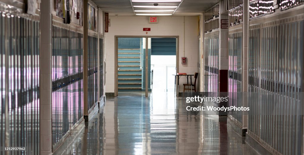 Schools closed empty hallway