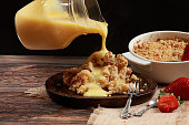 Traditional British Apple Crumble with Custard