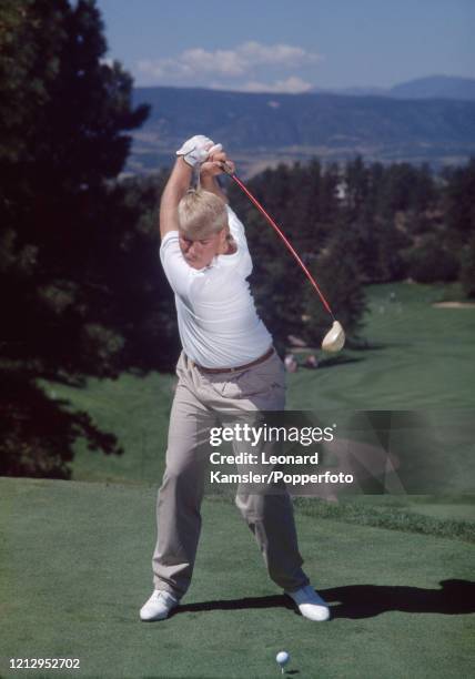 American golfer John Daly, circa February 1991. Image number 4 from a sequence of 10. NOTE TO EDITORS: This image is part of an instructional golf...