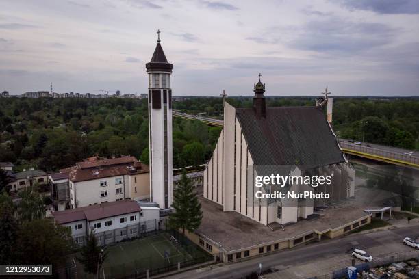 The Virgin Mary chruch is seen in Warsaw, Poland on May 13, 2020.