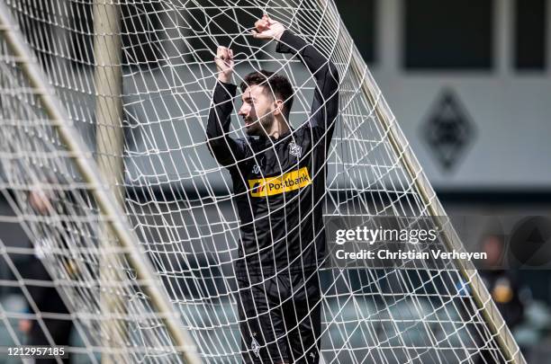 Jacob Italiano is seen during a training session of Borussia Moenchengladbach at Borussia-Park on May 14, 2020 in Moenchengladbach, Germany.