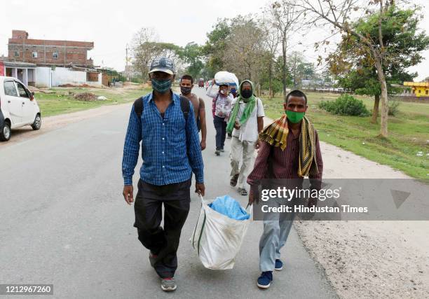 Migrant workers head to their native state during lockdown, on May 13, 2020 in Ranchi, India.