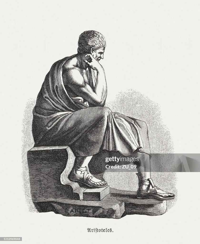 Aristotle (384 BC-322 BC), Greek philosopher, wood engraving, published 1893