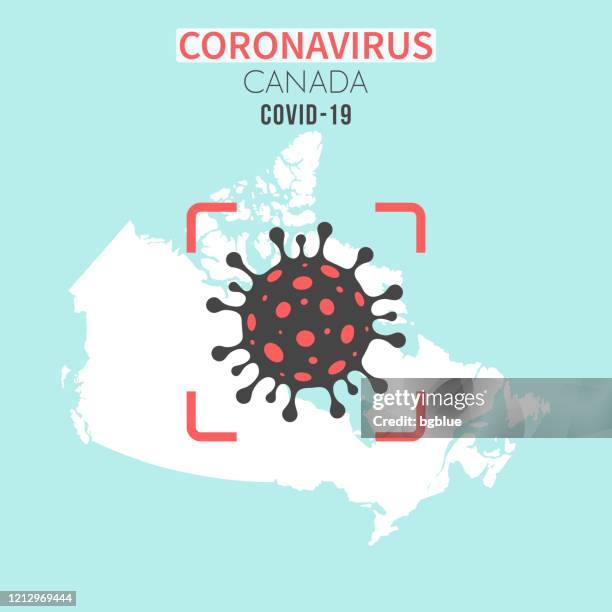 canada map with a coronavirus cell (covid-19) in red viewfinder - ottawa stock illustrations