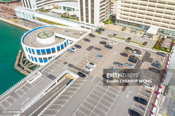 top view of parking lot - parking deck stock pictures, royalty-free photos & images