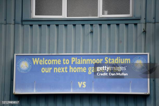 General view of Torquay United's stadium as the scheduled match between Torquay United and Notts County was postponed due to the Coronavirus at...