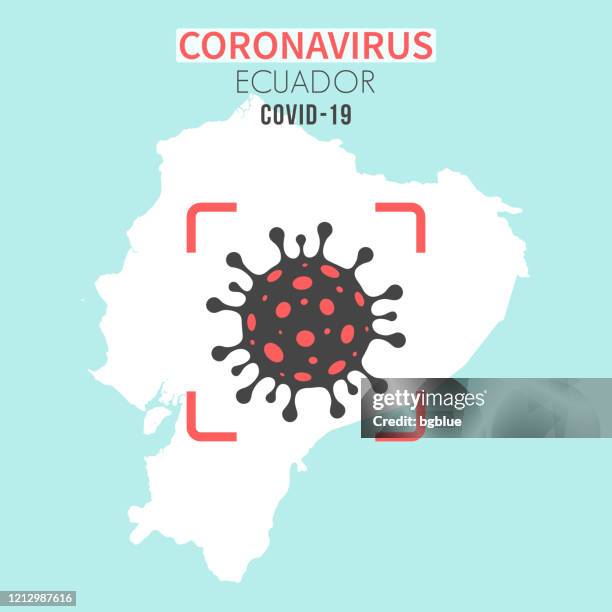 ecuador map with a coronavirus cell (covid-19) in red viewfinder - quito ecuador stock illustrations