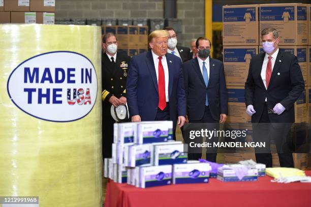 President Donald Trump visits medical supply distributor Owens and Minor Inc. In Allentown, Pennsylvania on May 14, 2020.