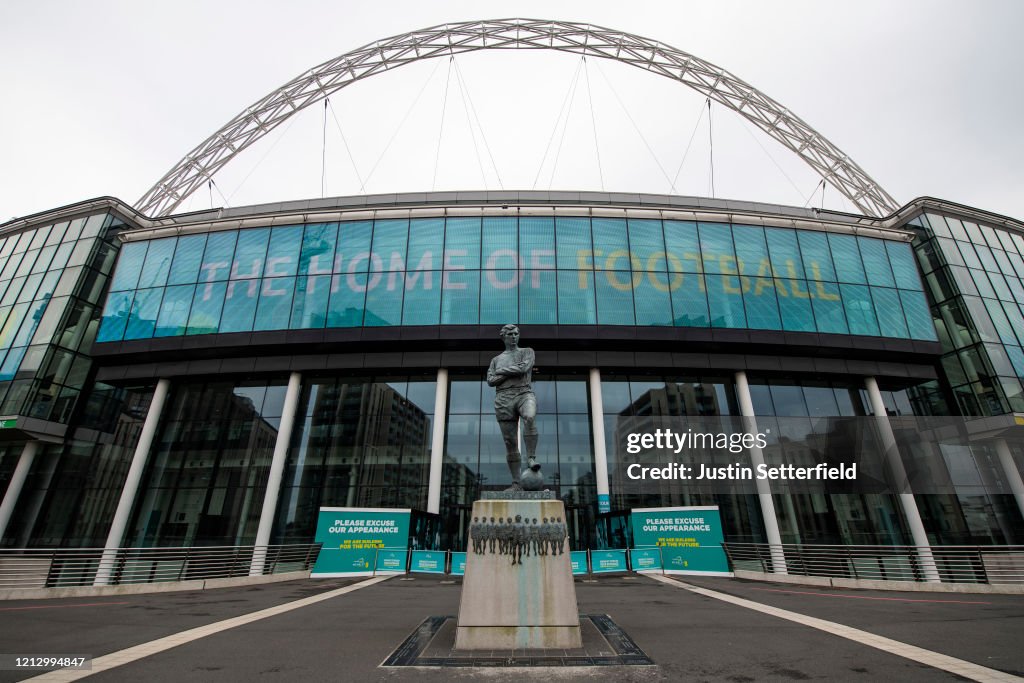 General Views of Wembley Stadium As Euro 2020 Is Postponed Until 2021