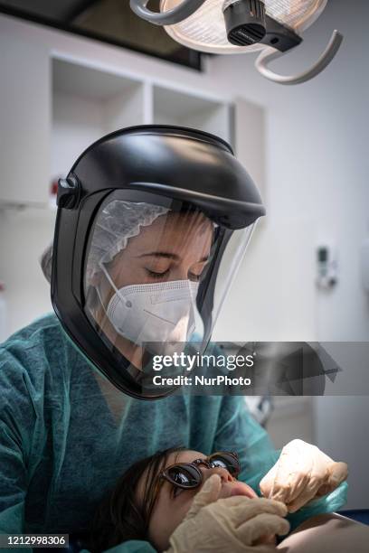 Dental surgery worker in Bordeaux, France, on May 14, 2020. Since Monday May 11 dentists have reopened their offices to all patients, with very...