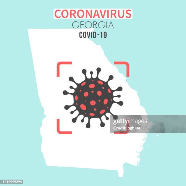 georgia (usa) map with a coronavirus cell (covid-19) in red viewfinder - georgia us state stock illustrations