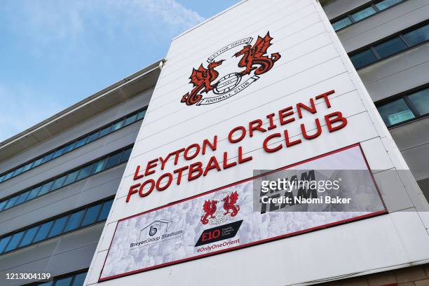 General view outside Leyton Orient Football Club after it has been announced that all football league matches, including the Premier League and...