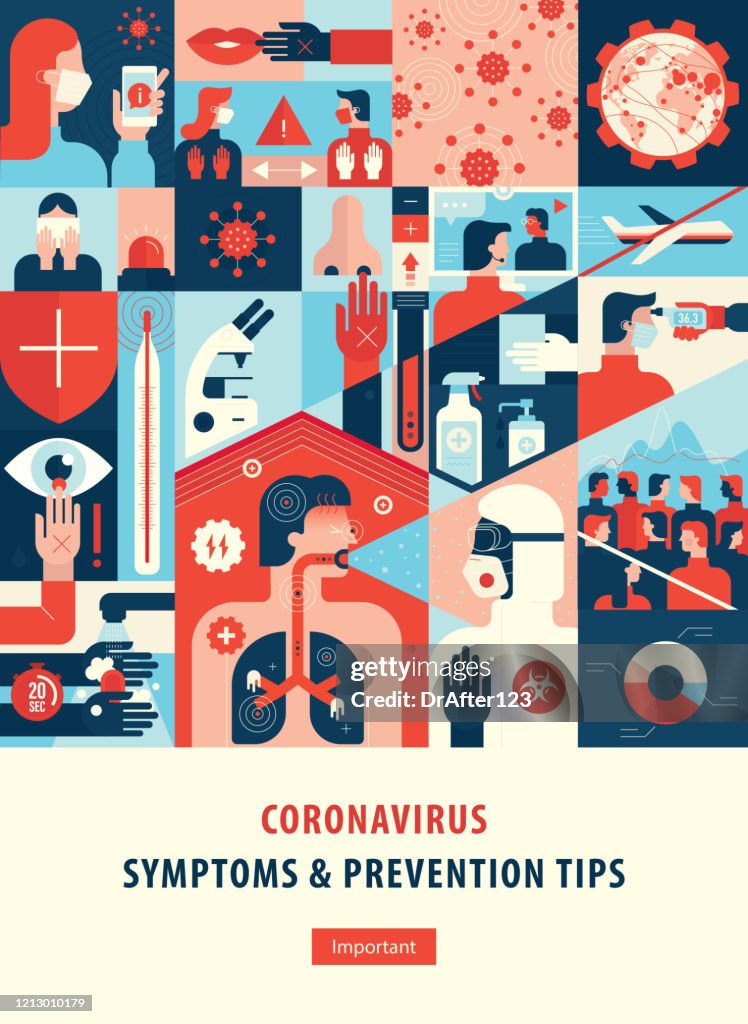 Les symptômes du coronavirus et les conseils de prévention couvrent Template.ai