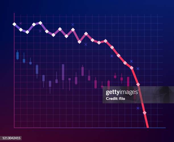 stock market recession and losses - line graph stock illustrations