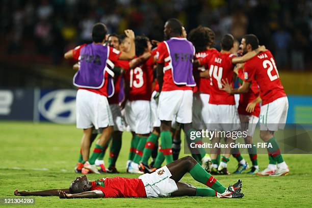 Danilo and team mates of Portugal celebrate after the FIFA U-20 World Cup 2011 semi final match between France and Portugal at Estadio Atanasio...