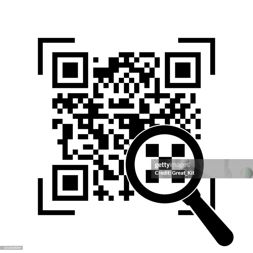 Sample Qr Code Ready To Scan Checking Qr Code With A Magnifier High-Res ...