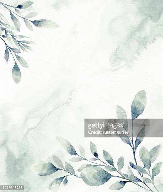 ilustrações de stock, clip art, desenhos animados e ícones de floral frame with watercolor tropical leaves - folhagem viçosa