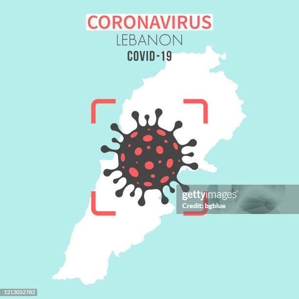 lebanon map with a coronavirus cell (covid-19) in red viewfinder - lebanon country stock illustrations