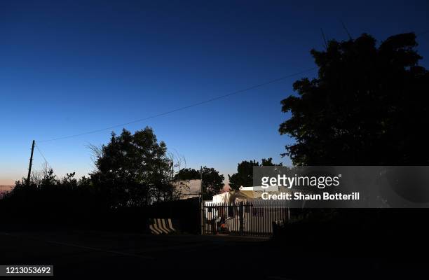 General view of a temporary mortuary at a former recycling centre on May 14, 2020 near Wollaston, England. As the UK reports the highest number of...
