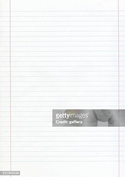 blank piece of lined paper with red margins - gestreept stockfoto's en -beelden