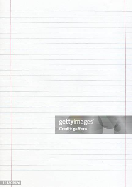 blank piece of lined paper with red margins - notebook paper texture stock pictures, royalty-free photos & images