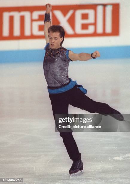 Der Kanadier Kurt Browning bei seinem Kür-Vortrag am bei den Eiskunstlauf-Weltmeisterschaften in München. Browning wurde Weltmeister und konnte damit...