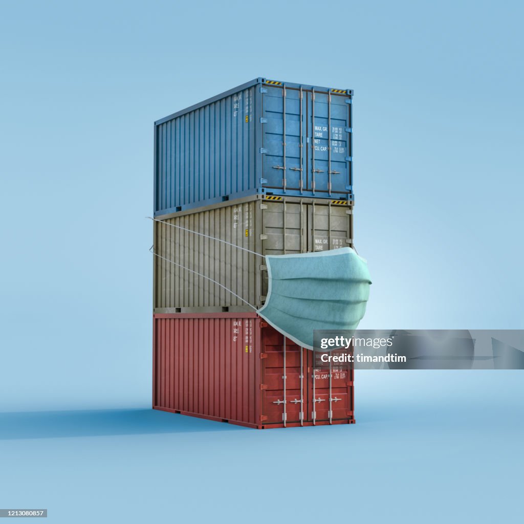 Cargo Container Maskcot Cargo Containers Wearing A Mask High-Res Stock Photo - Getty Images