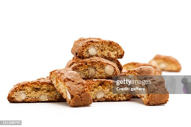 close-up of italian cookies on a white surface - almond cookies stock pictures, royalty-free photos & images