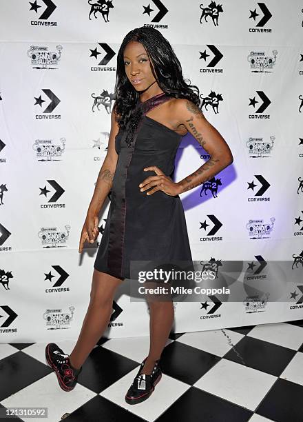 Celebrity Activist and Runner Suzanne "Africa" Engo arrives wearing RED AIDS Awareness Shoe to Converse MTV2 Band of Ballers Preview Party on August...