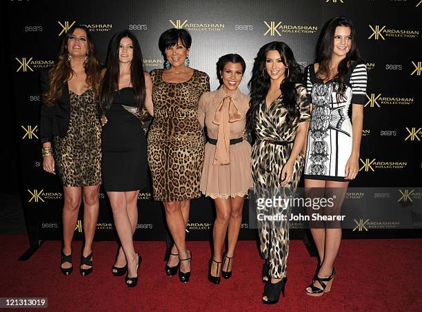 Khloe Kardasian, Kylie Jenner, Kris Kardashian, Kourtney Kardashian, Kim Kardashian, and Kendall Jenner attend the Kardashian Kollection Launch Party...